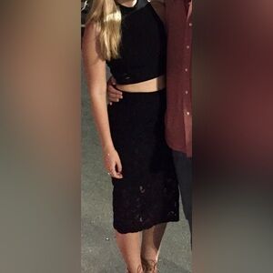 Parker Sandia Set - Semi Sheer Crop Top & Pencil Skirt